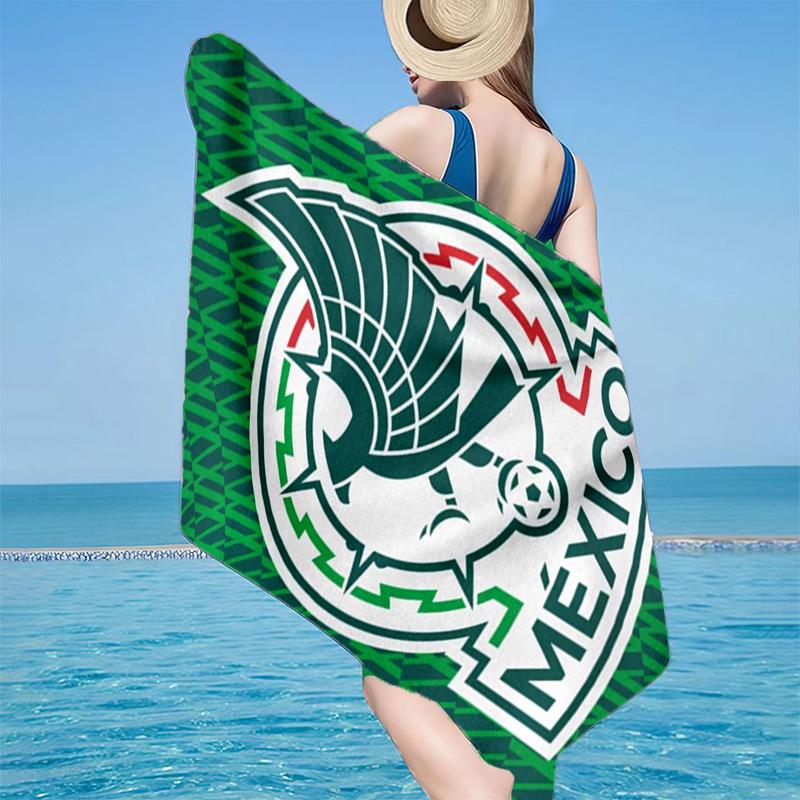Mexico Football Emblem Microfiber Beach Towel, Lightweight And Quick-Dry, for Summer Travel, Beach Essential, Swimming Pool
