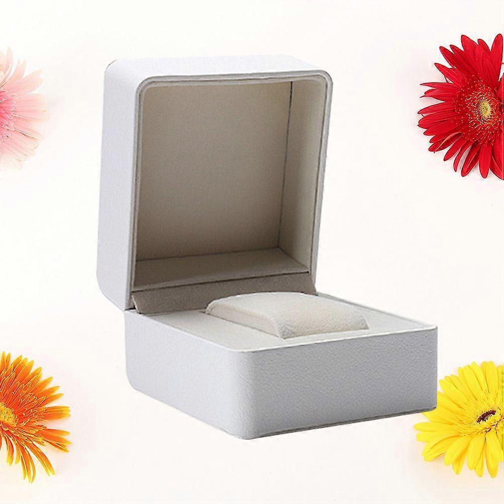 Square Watch Box Case Jewelry Display Organizer Box Fashion Wrist Watch Storage Holder (White)