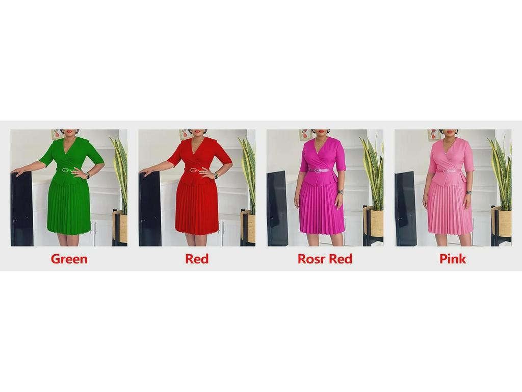 D520 2024 Женское африканское платье большого размера с V-образным вырезом и складками