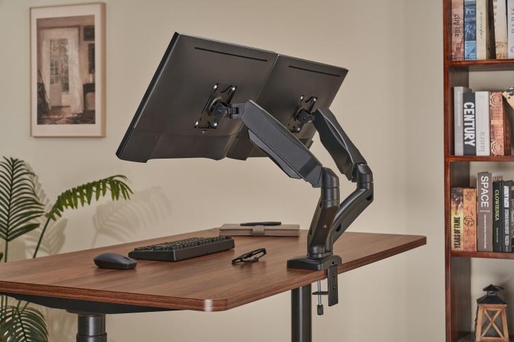 Up Up Premium Dual-Screen Monitor Arm 17-32'', VESA 75x75, 100x100, Matte Black