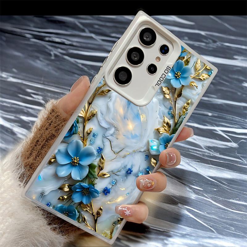 Цветочный Мраморный Чехол для Телефона для Samsung Galaxy S24Ultra S23 FE Note 20 Ultra S20 S21 S22 Plus S20fe S23Ultra 5G Силиконовый Мягкий