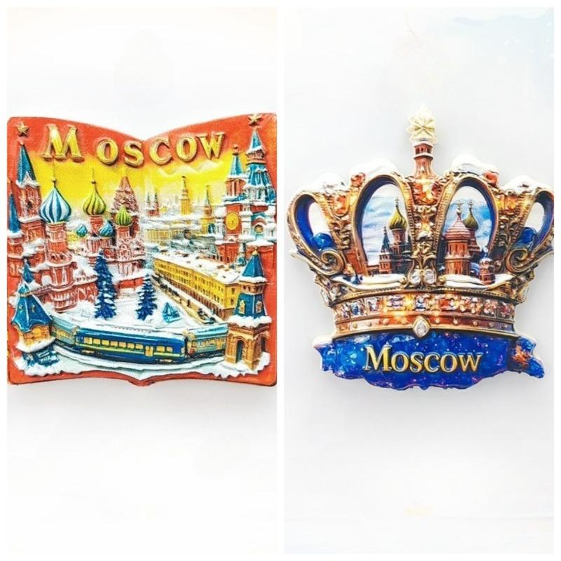 Магниты-наклейки на холодильник «Московская корона и сказочный замок» Российский сувенир на память о поездке Декор для дома Уникальный литературный подарок