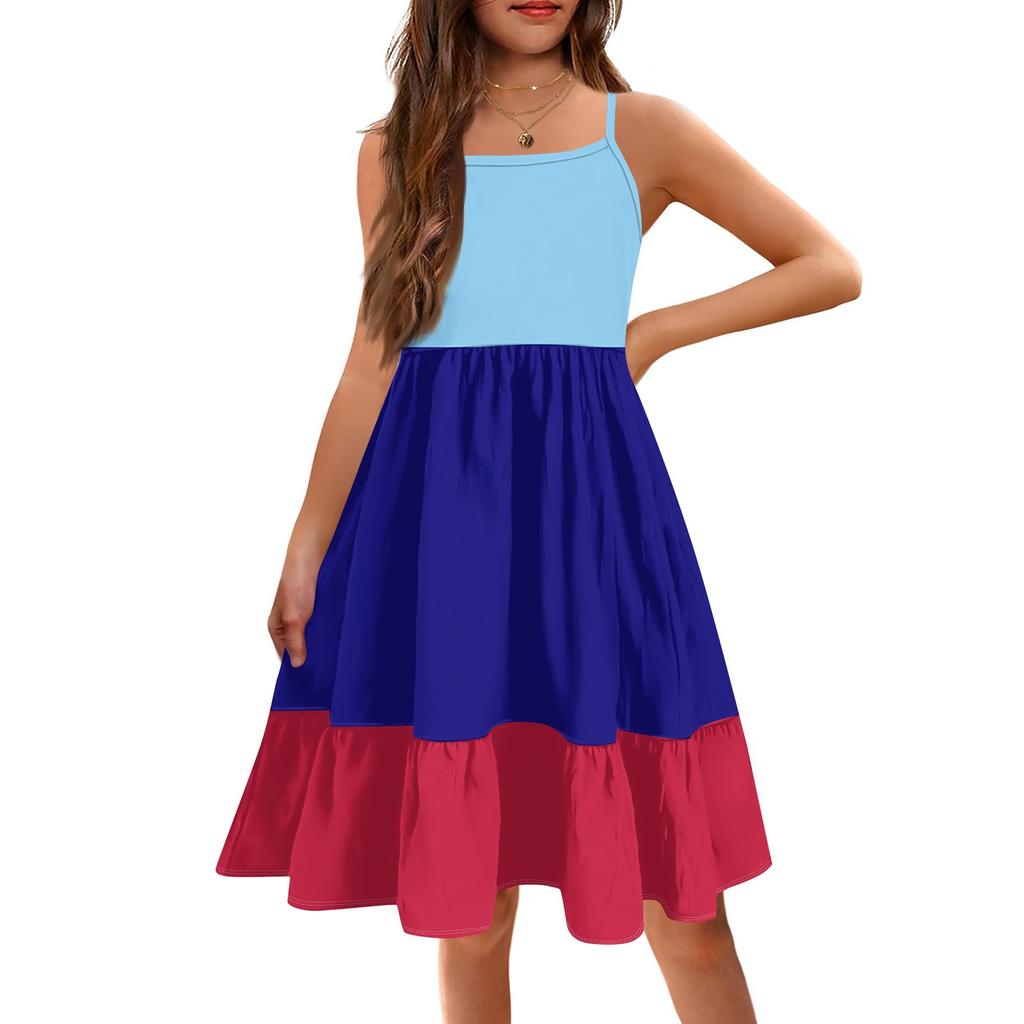 The Summer Children Condole Printed Sleeveless Cute Princess Leisure Dresses Of The Girls