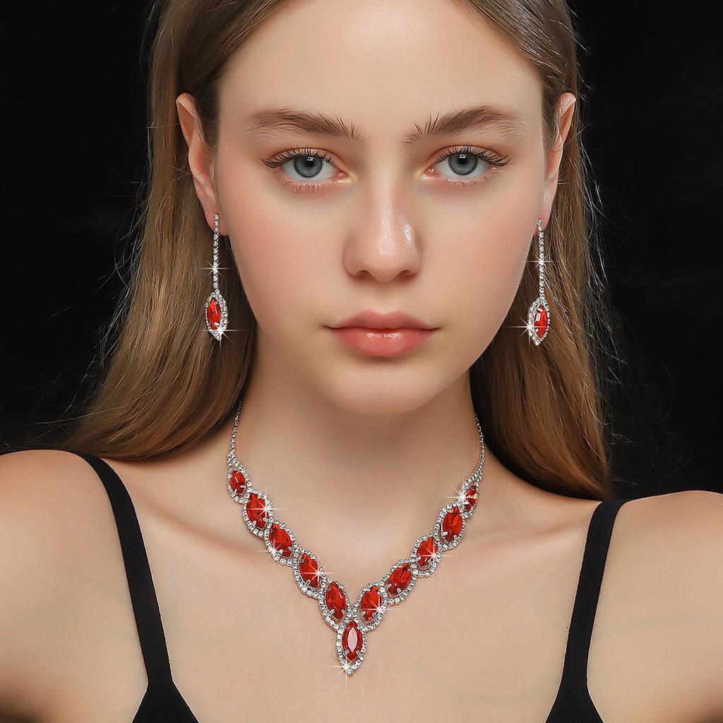 3 предмета Женский модный набор каплевидных ожерелий и серег с цирконами, подходит для свадьбы, вечеринки, фестиваля, подарки