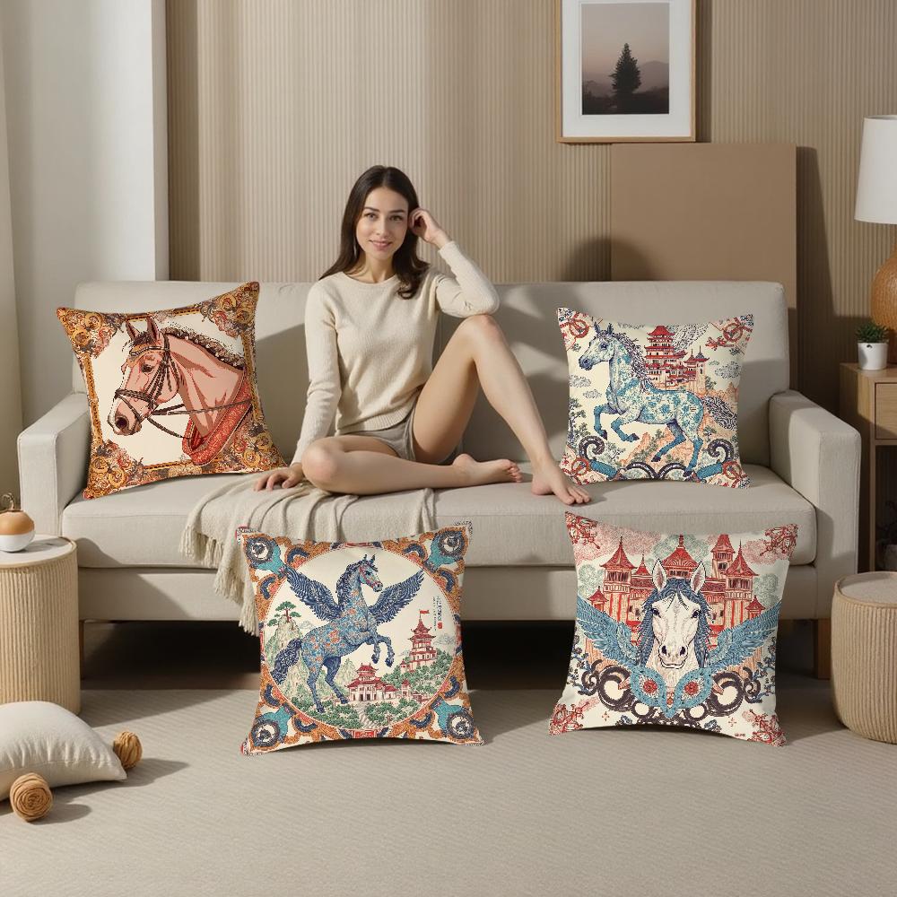 Luxury Dream Pegasus Pillow Case Plush Fabric Soft Double Sided Print Sofa Cushion Cover Throw Pillow Covers