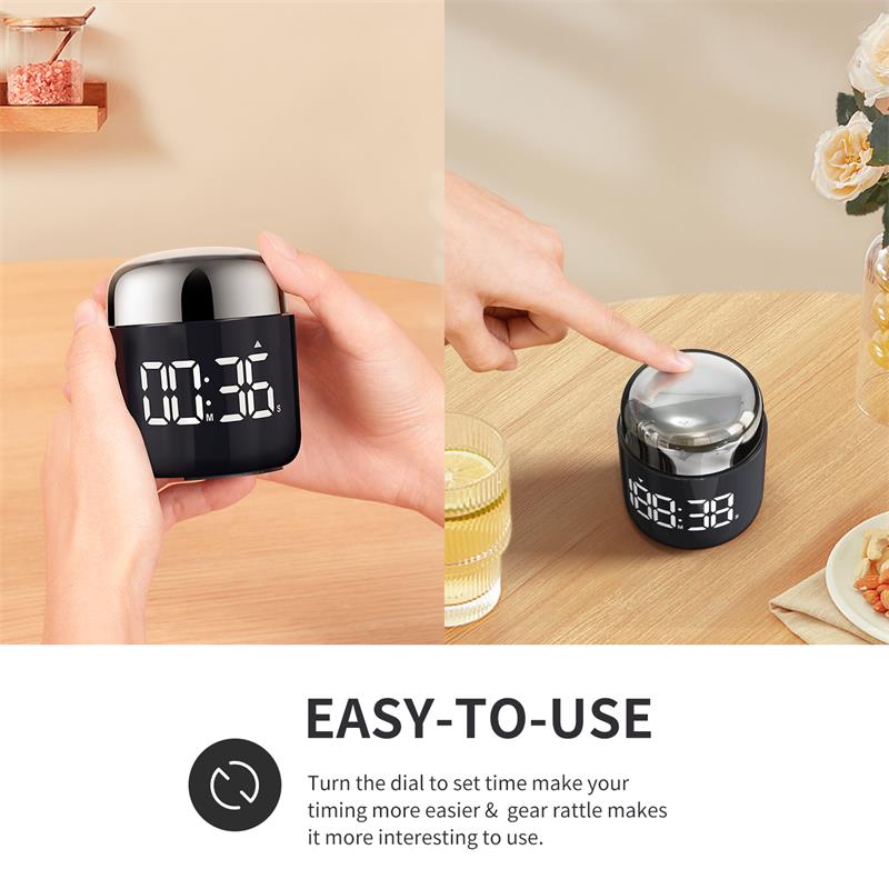 Rotating Kitchen Timer LED Display with 199 Minute Countdown/Countup Bottom Anti Slip Timer for Cooking Fitness and Studying3