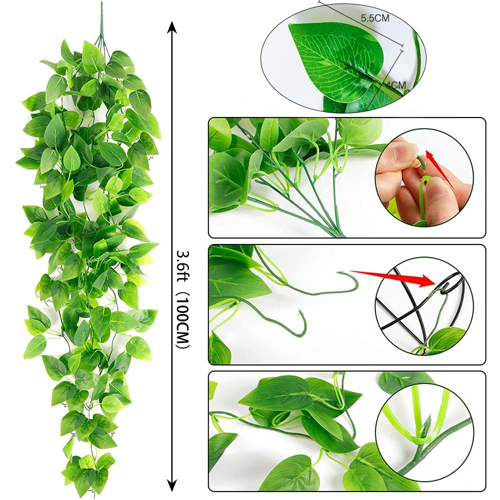 Искусственные листья плюща, бегония, искусственные листья, венок из виноградной лозы, листья растения, искусственное растение, украшение дома, веревка из ротанга, стена