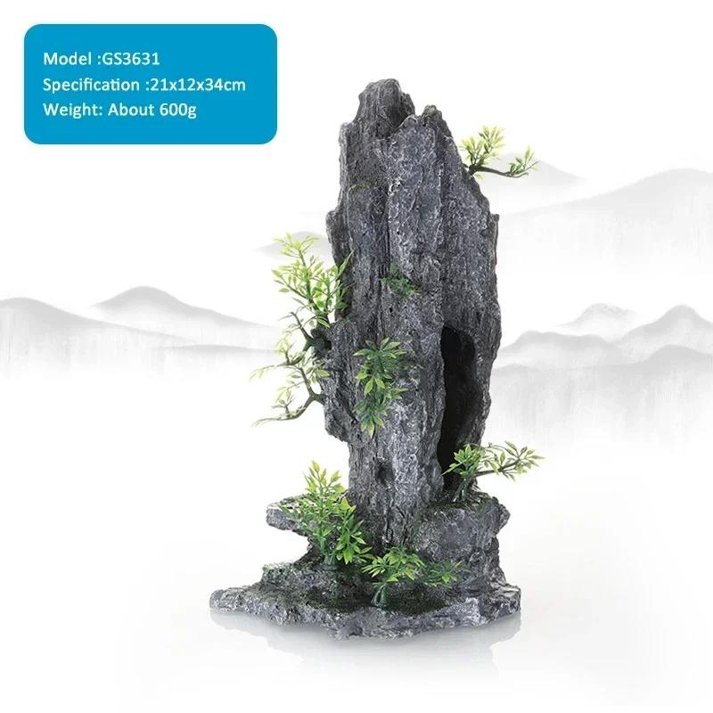 15 Type Decorative Rocks Aquarium Fish Tank Accessories Resin Rockery Aquarium Decor Fish Hiding Hole Rock for Fish Tank