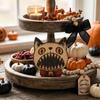 Unique Patchwork Cat Decor Vintage Retro Halloween Wooden Decor Wooden Sign Ornament Mantel Shelf