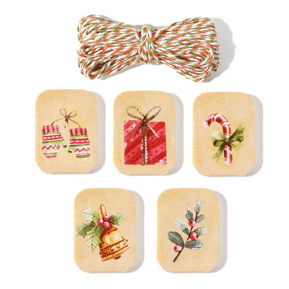 48/50 шт. Карточки для вечеринок Рождественские украшения Крафт-бумага Рождественские этикетки Бирки для упаковки подарков Крафт-бирка