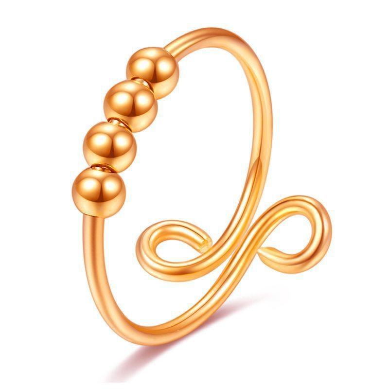 Двухслойное вращающееся круглое кольцо с бусинами для женщин, кольцо для снятия тревоги для женщин