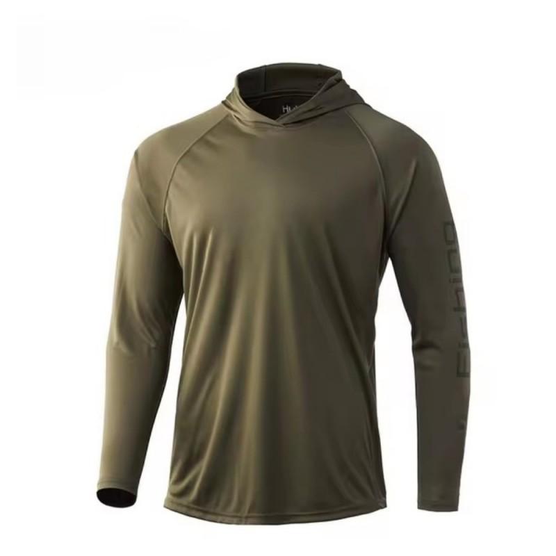 Mens Lightweight Hooded Fishing Shirt UPF 50 Sun Protection Long Sleeve Quick Dry Outdoor Angling Apparel