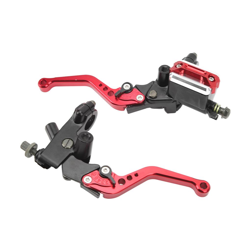 1 Pair 7/8in Brake Master Cylinder Lever Universal Motorcycle Handlebar Kit with Reservoir Carbon Fiber Hand Guard Red