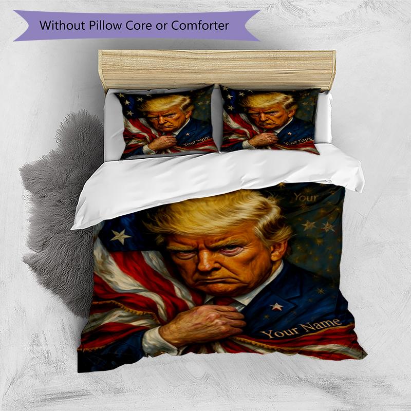 American Pride Custom Name Text Print 1Pc Bedding Set Duvet Cover With Two Pillowcases Soft Bed Linen For Household Bedroom