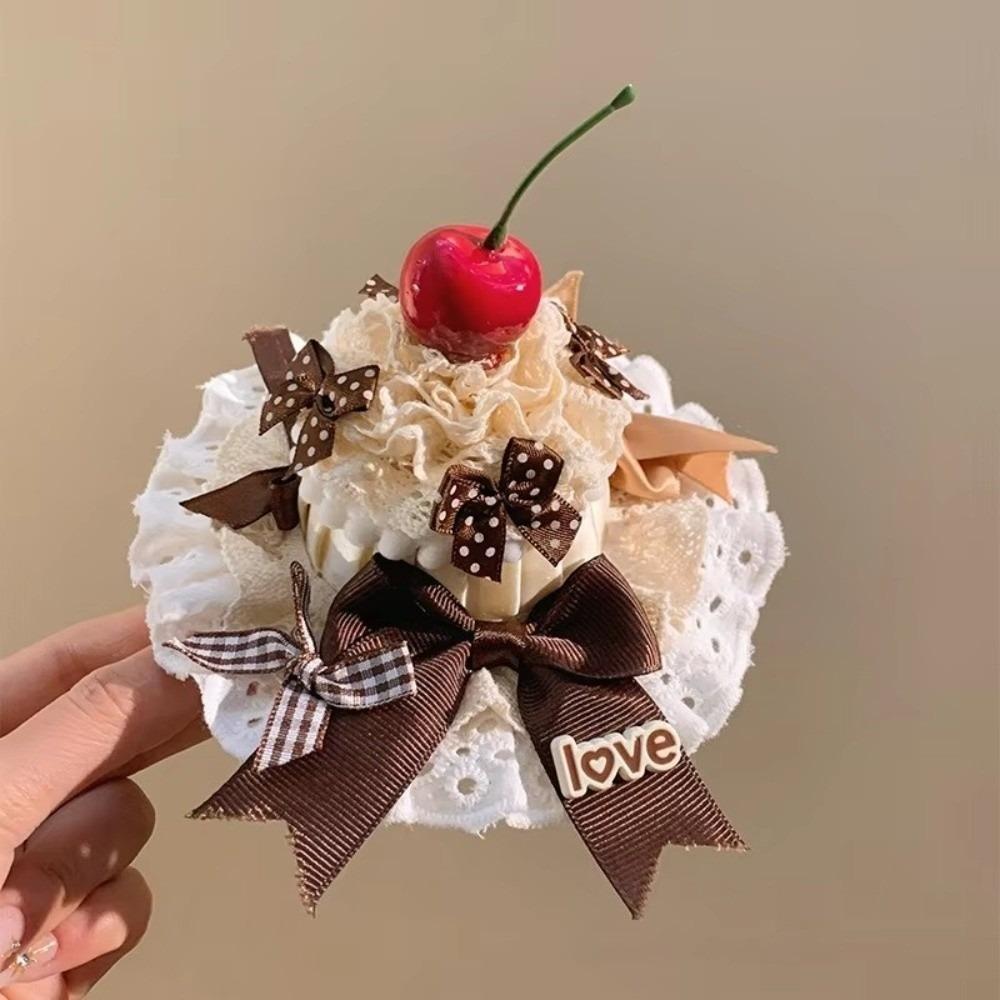 Lace Edge Cake Hair Clip Cherry Design Hairpins Headdress  Hair Accessories