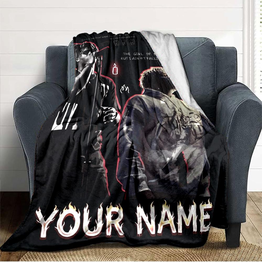 Name Custom 999 rapper Print Flannel Blanket High Quality Warm Comfortable Cover for All Seasons Perfect for Gifts Home Decor