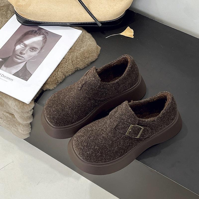 Теплые зимние Birkenstocks на толстой подошве из бархата, новые шерстяные хлопковые ботинки, маленькие снегоступы