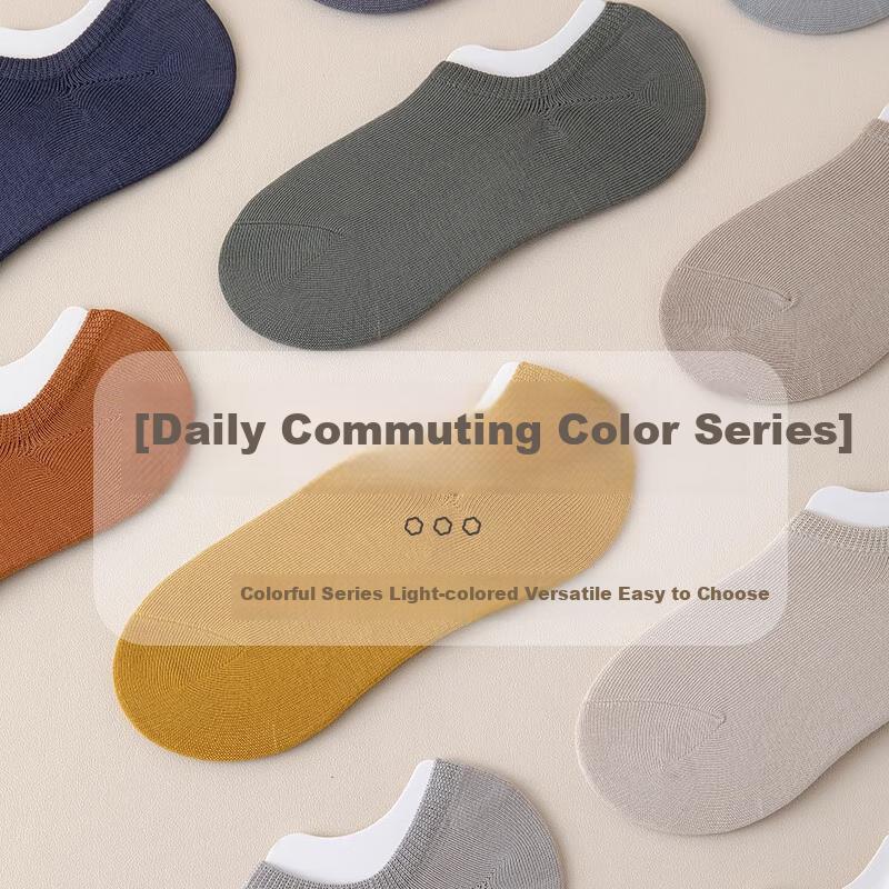 Men's Socks, 8 Pairs Pack, Boat Socks, Thin Style, Odor-Resistant Cotton Socks, Breathable, Sweat-Absorbing, Invisible Non-Slip Heel Socks