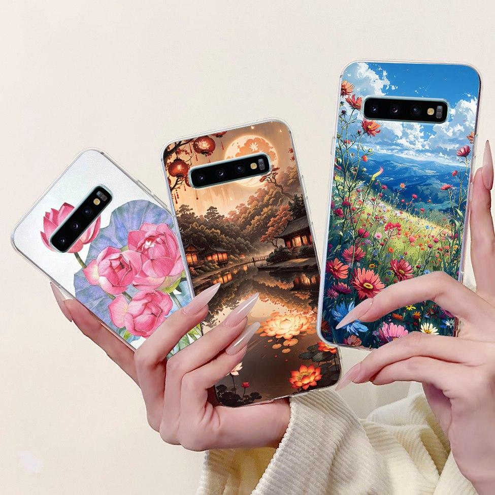 Чехол для Samsung S10 Plus SM-G975F Милый Кавайный Модный Цветочный Роскошный Крутой Расписной Мягкий Чехол для Телефона Samsung Galaxy S10+