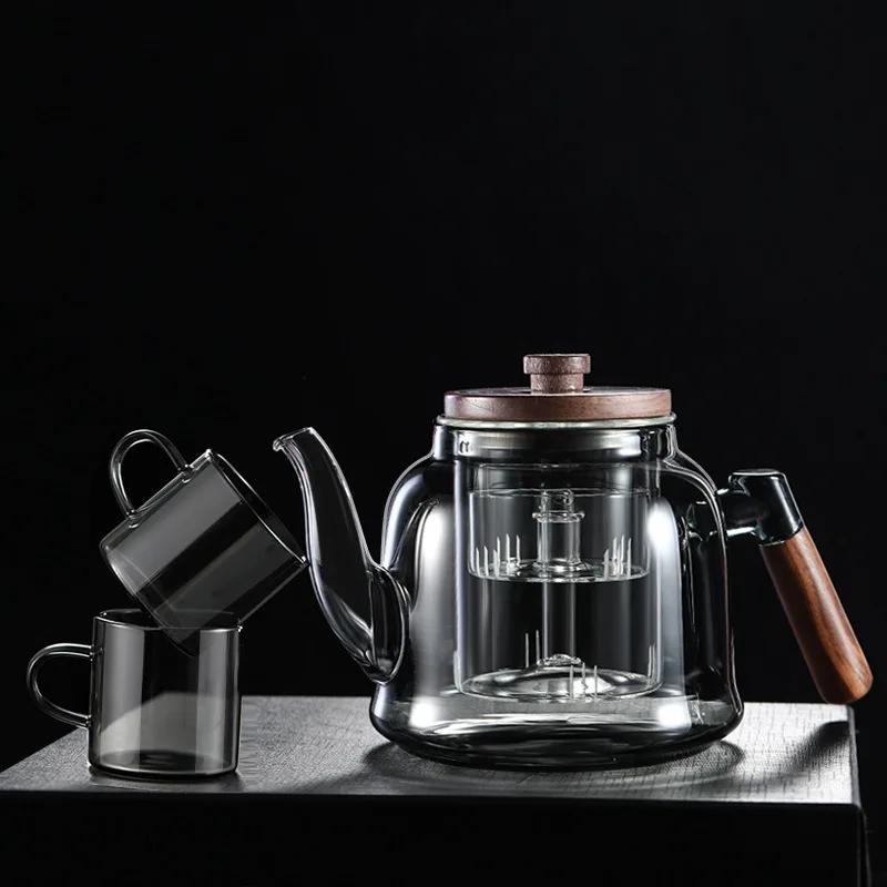 Заварочный чайник из грецкого ореха Заварочный чайник из грецкого ореха Новая бытовая заварочная машина Электрическая керамическая плита Заварочный чайник из боросиликатного стекла для здоровья