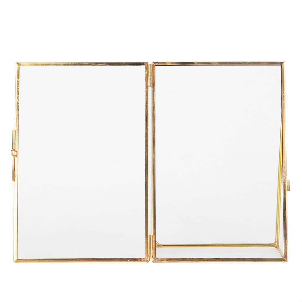 Brass Retro Glass Metal Desktop Photo Frame Bracket Copper Strip Metal Photo Frame;4*6inch :