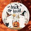 2d Flat 20*20cm, Halloween Home Decoration, Halloween Pumpkin, Black Cat and Ghost, "trick or Treat" Wooden Circular Logo, for Home, Garden, Kitchen