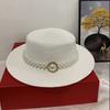 French elegant retro pearl grass hat women's spring summer fashion Internet celebrity temperament flat top niche top hat tide self
