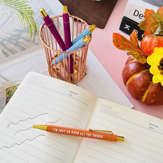 5 шт. разных цветов, выдвижные шариковые ручки, быстросохнущие, средние, офисные ручки для заметок, письменные принадлежности