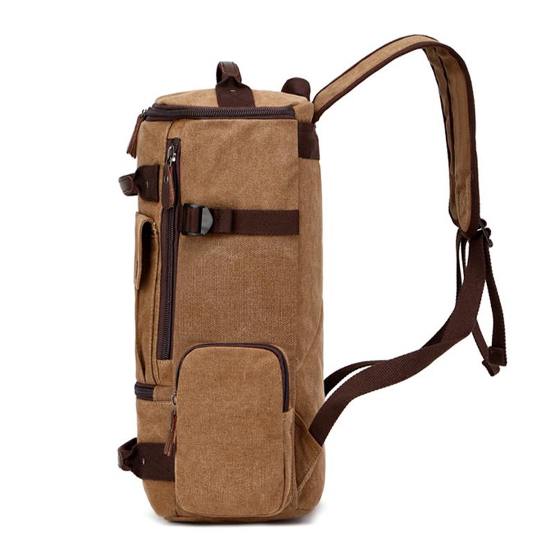 Мужской холст рюкзак открытый сплошной цвет большой емкости для отдыха многоцелевая дорожная сумка
