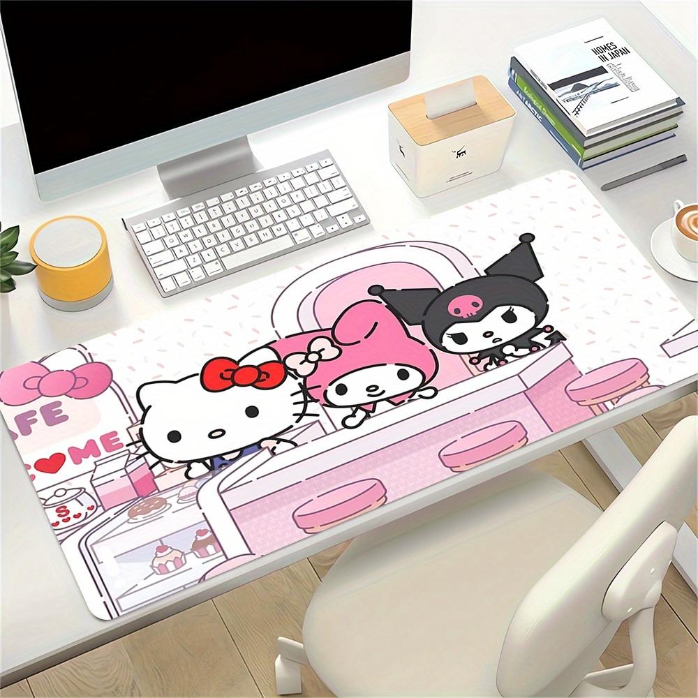 Hello Kitty, Cafe Themed XXL Mouse Pad - Non-slip Rubber Desk Mat for Gaming and Office Use, Multi-Function Keyboard and Mouse Pad, Ideal Gi