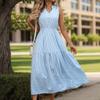 YYFS Women's Fashion Summer Spring Stripe Print Sleeveless Stand-collar High Waist Casual Dresses