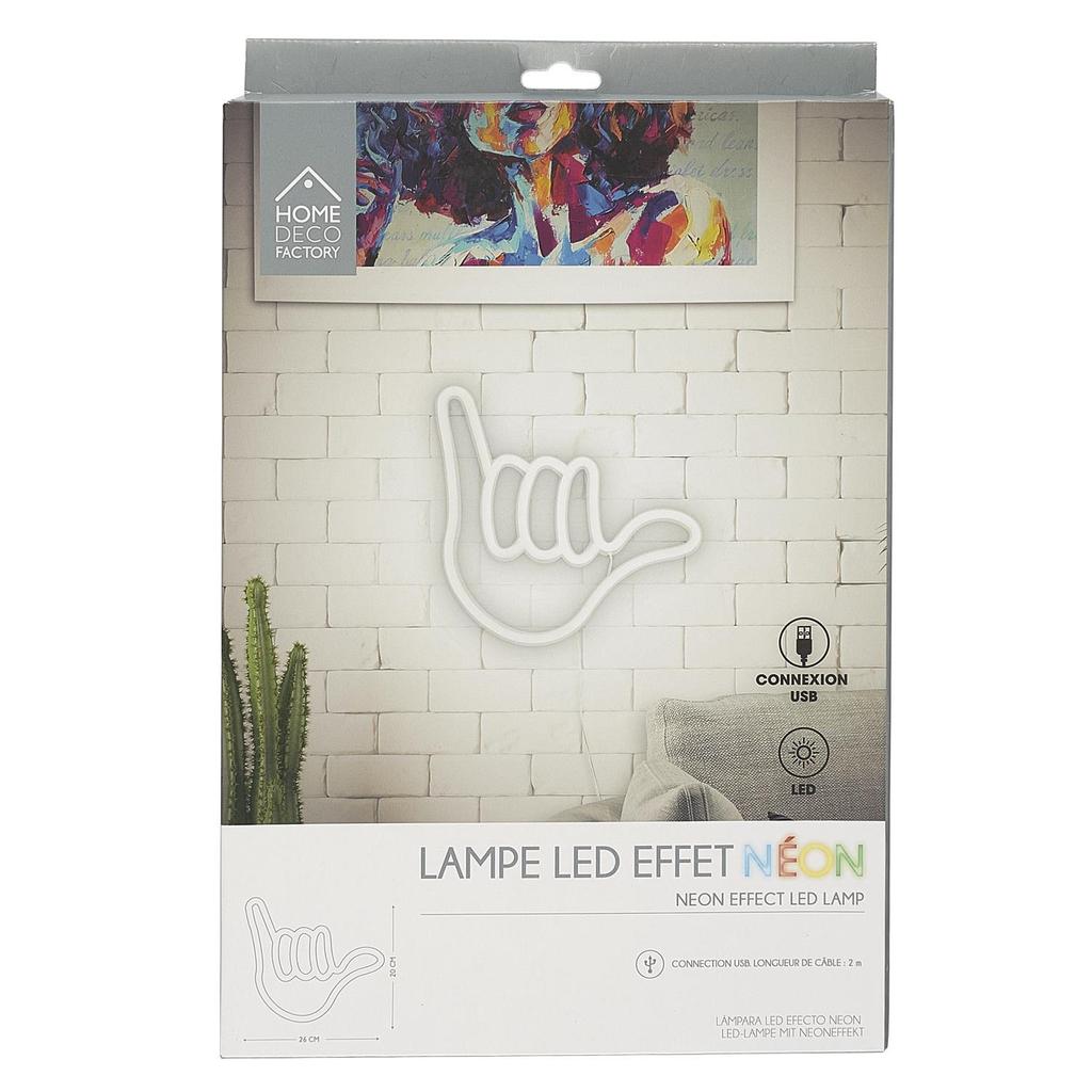 Hand-Shaped Led Neon Lamp, White, Usb