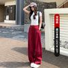 Quick-drying Sweatpants Women's Spring and Summer New High-waisted Loose Casual Pants Drape Red Straight Wide-leg Pants