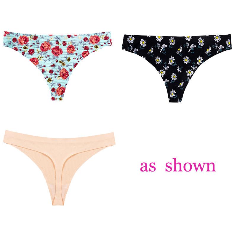 CINOON 3 шт./лот, женское сексуальное нижнее белье с цветами, соблазнительные трусики с низкой талией, стринги, дышащее нижнее белье без следов, стринги, нижнее белье