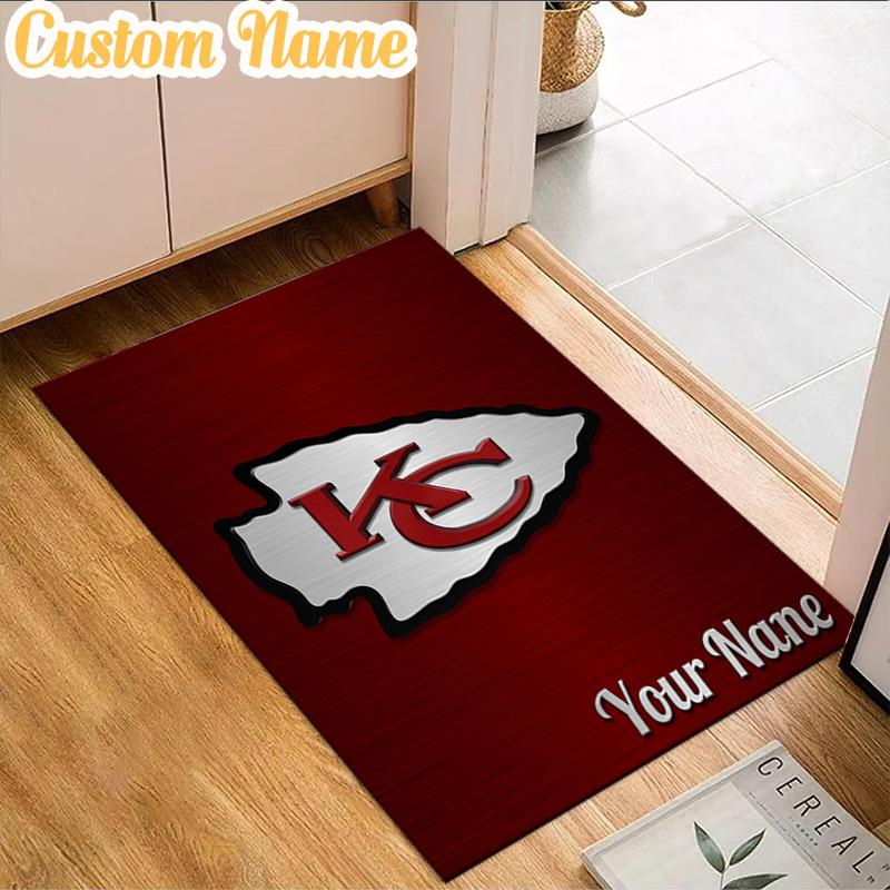 Custom Name Kansas Chiefs Logo Rug, Office Rug, Chair Rug, Carpet for Living Rooms, Doormat Game Rug Home Decor Christmas Gifts