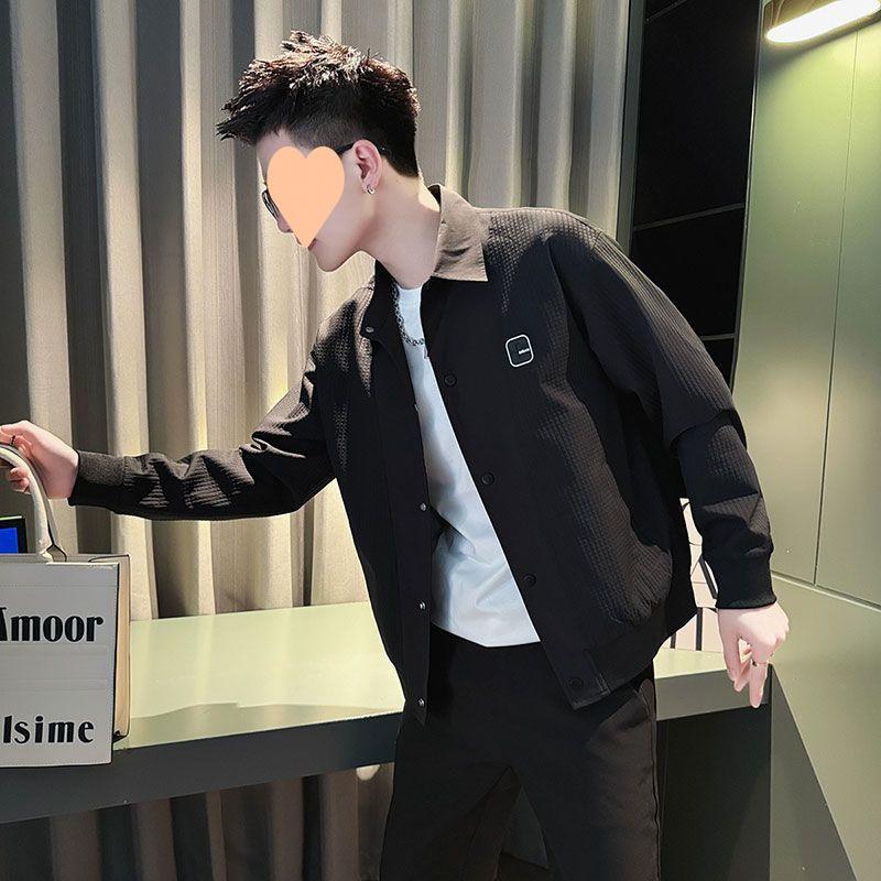 Весенне-осенняя мужская повседневная куртка с белыми лацканами, новая мужская одежда