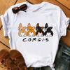 Women Clothes 2025 Summer Cartoon Corgis Print Funny Graphic T Shirts Girls Cute Top Female T-Shirts Dog Lover Birthday Gift Tee
