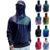 Men's Summer Gradient Color Geometry Quick-drying Long-sleeved T-shirt Sun Clothing Fishing Fitness Sports Hooded Long-sleeved Top