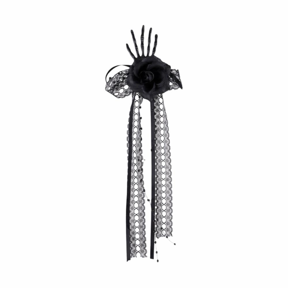Dark Style Bone Side Clip Long Ribbon Ghost Hand Hair Accessories Holiday Outfit