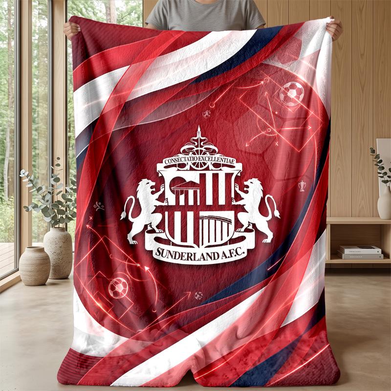 Sunderland Football Print Flannel Blanket, Soft Warm Lightweight Throw Blanket for Sofa Bed Camping