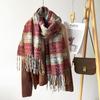 Зимний Рождественский красный атмосфера мягкий восковой шарф женский парный стиль праздничный подарок премиальный сенс ангольский красный клетчатый платок