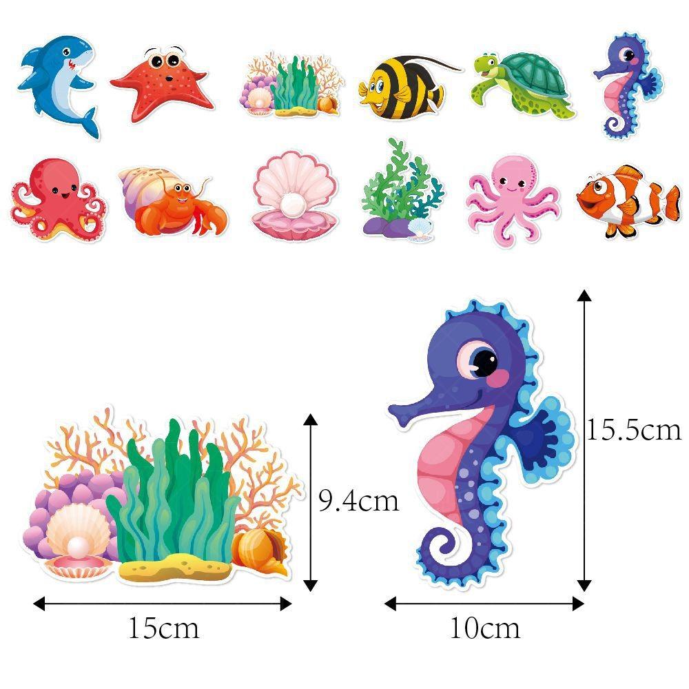 Наклейки на стену на день рождения в океанской тематике для украшения детской вечеринки с морскими существами, морскими звездами, черепахами для детского праздника