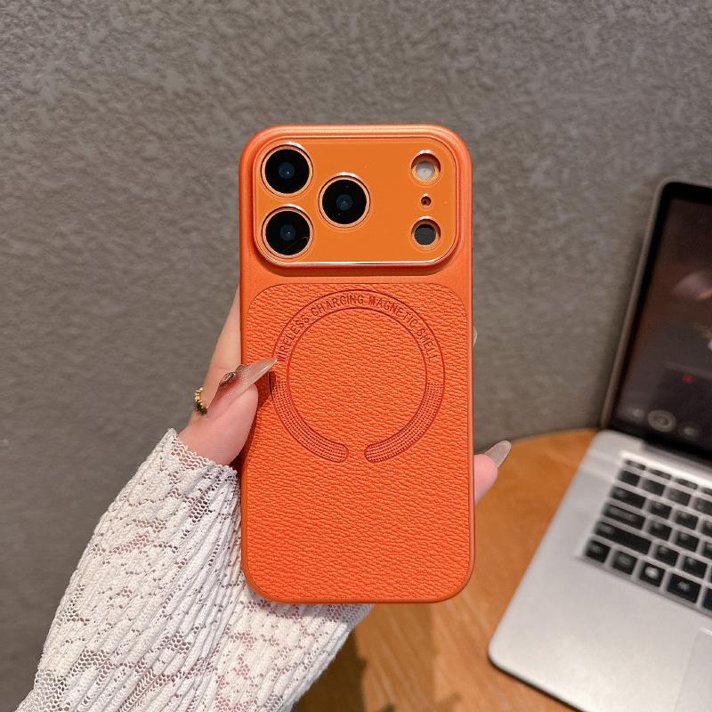 Однотонная рамка Искусственная кожа Магнитный чехол для телефона Для iPhone 17 Pro Max 15 13 14 16 Pro Max Для MagSafe Бампер Задняя крышка