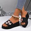 Butterfly Metal Decor Wedges Sandals Women Thick Sole Non Slip Casual Slippers Woman Summer Plus Size Chunky Platform Slippers