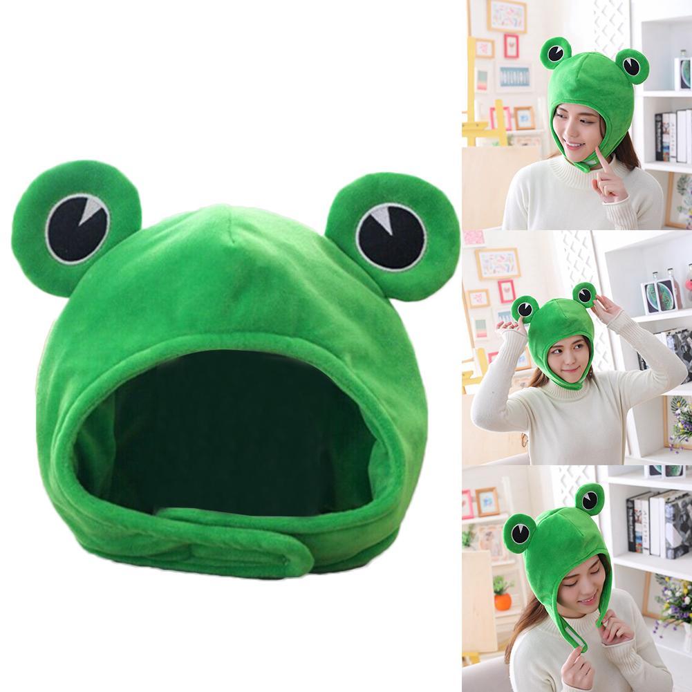 Funny Big Frog Eyes Cartoon Plush Hat Toy Green Headgear Cosplay Cap Cap Casual Festival Ears C P1Z8