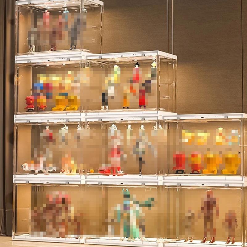 Display Cabinet Storage Box with Led Light Christmas Imitation Acrylic Transparent Ornaments Model Toy Display Cases