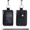 Minimalist Style Wallet ID Badge Window Waterproof Zipper Cases Pouch and Lanyard Keychain for Cards Cash Coin Travel Bag RFID Blocking