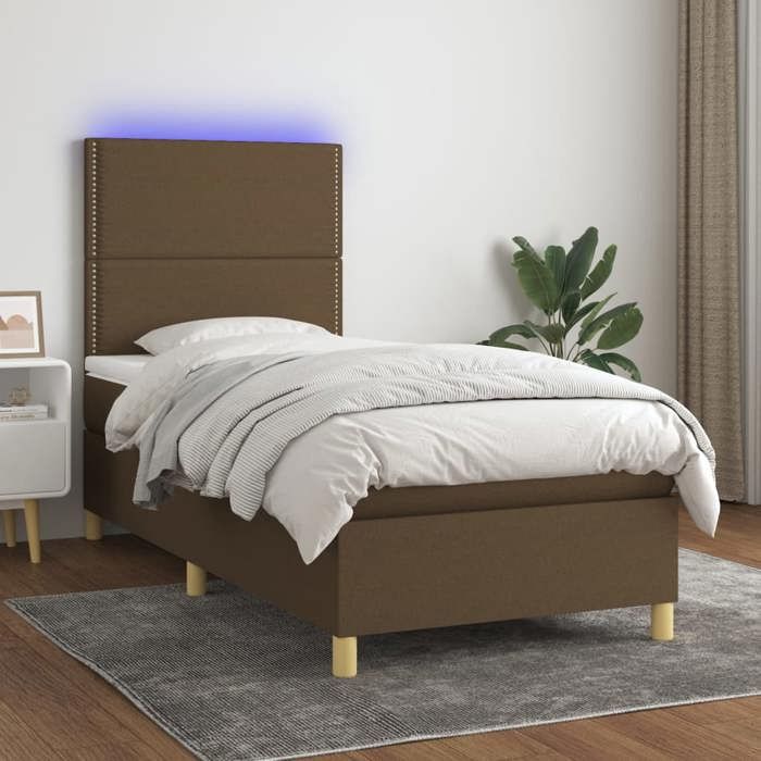 VidaXL Slatted Bed Base with Mattress and LED, Upholstered Bed, Single Bed, Adult Bed for Interior Bedroom, 3135336
