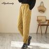 Корейский стиль осень-зима женские теплые брюки с высокой талией бежевые серые желтые толстые брюки с подкладкой повседневные свободные шаровары
