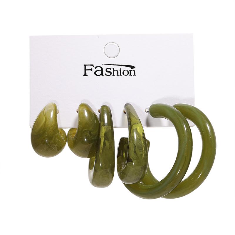 Fashion Colorful Resin Earrings Set  Pearl Hoop Candy Color 2021 New Style for Women Flower Heart Butterfly Cross Earrings